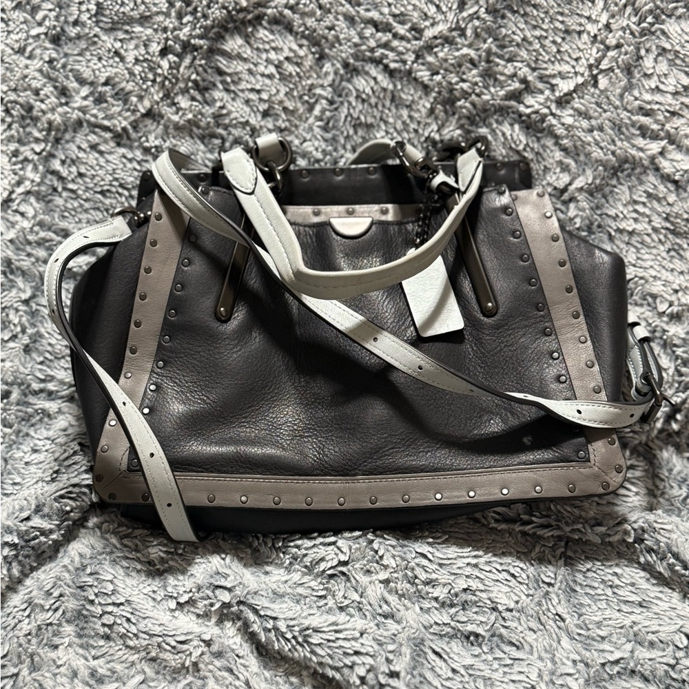 Stylish Gray, Black with Light Blue handles. Dreamer Women's Bag.